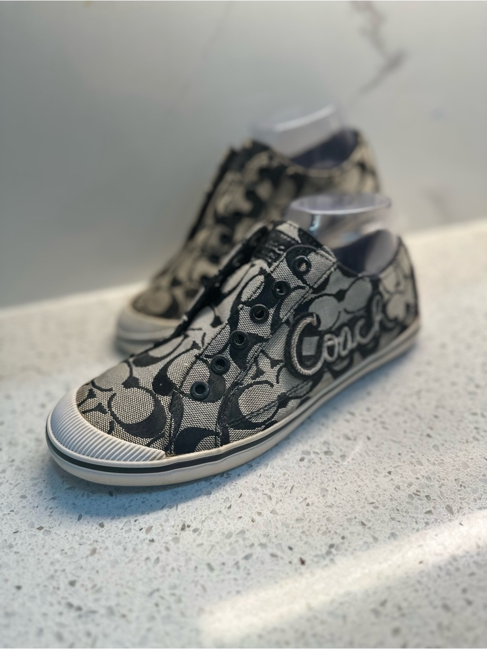 Coach keeley grey Signature Canvas Slip-On Sneakers
